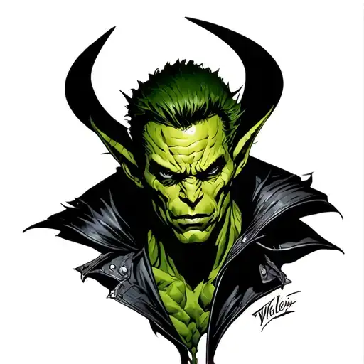 Willem Dafoe's Green Goblin anime style tattoo tattoo design idea