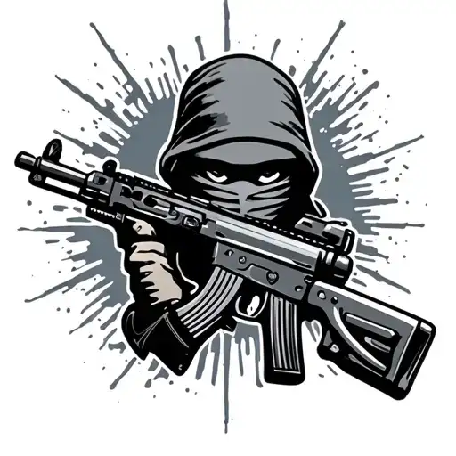 ak47 with a ski mask tattoo design idea