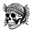 mexican sugar skull with Mayan tribal band tattoo design idea