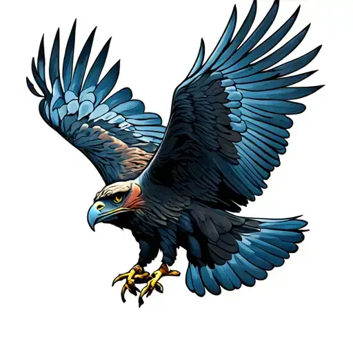 Buzzard side profile with blue A sketch style tattoo tattoo design idea