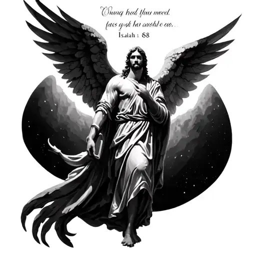 isaiah 6:8 written with arc angel michael tattoo design idea