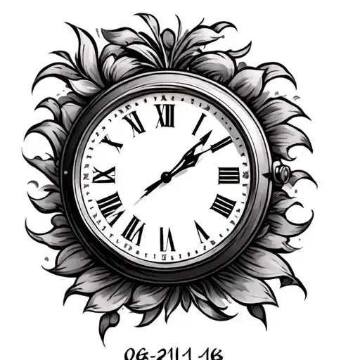 clock set at 8:30 with 06/21/16 at right hand side Leon in name place tattoo design idea
