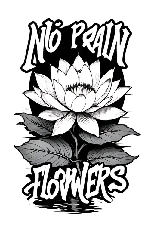 "no rain no flowers" lotus flower tattoo design idea