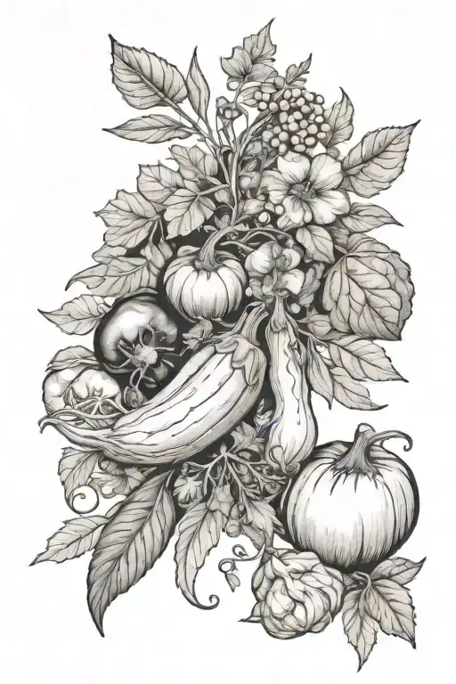 vegetables herbs and spices tattoo design idea