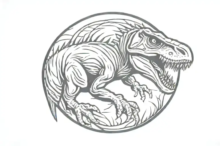 raptor dinosaur hunting tattoo design idea
