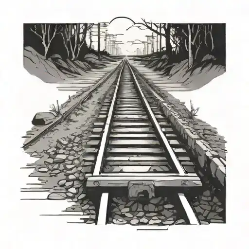 noah train tracks tattoo design idea