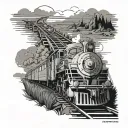 noah train tracks tattoo design idea