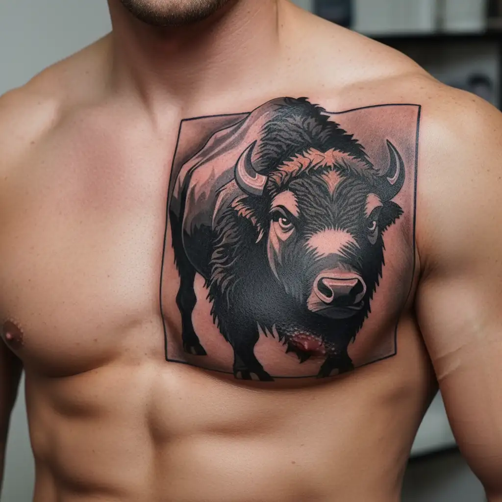 bison geometric design tattoo design idea