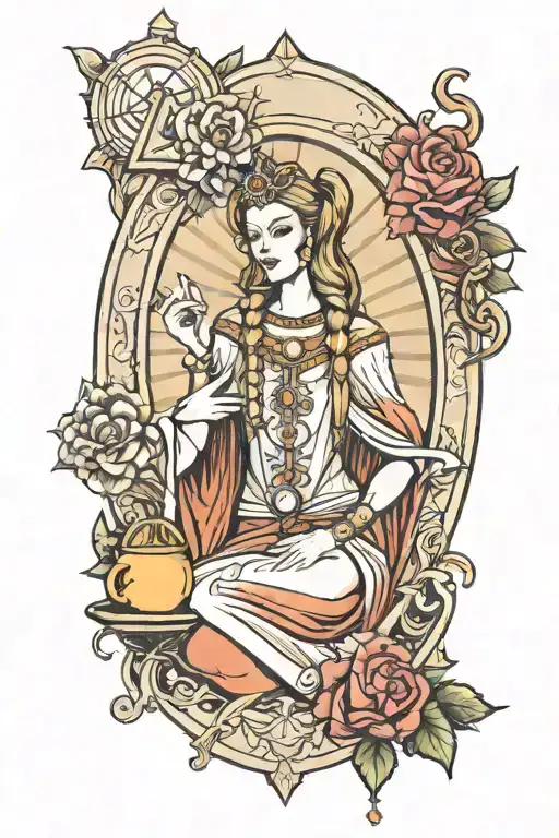 high priestess tarot card tattoo design idea