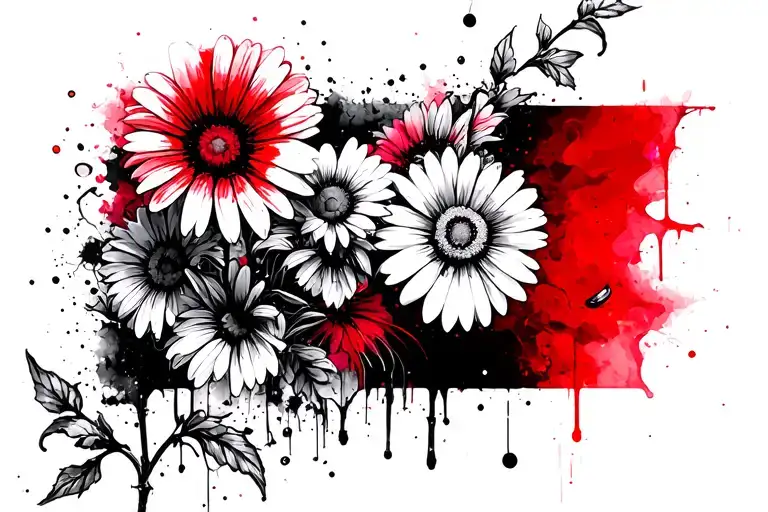 Daisy and Violet vine wrapping fine line tattoo design idea