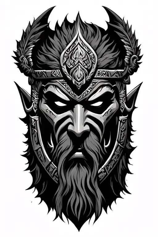 Hama mask and ares god of war tattoo design idea