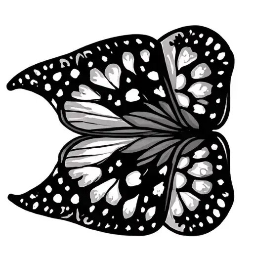 Can you generate a black and white tattoo design? Let it be a butterfly, 2 wings divided into 4. Let the spots on the wi tattoo design idea