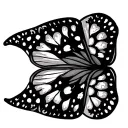 Can you generate a black and white tattoo design? Let it be a butterfly, 2 wings divided into 4. Let the spots on the wi tattoo design idea