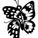 Can you generate a black and white tattoo design? Let it be a butterfly, 2 wings divided into 4. Let the spots on the wi tattoo design idea