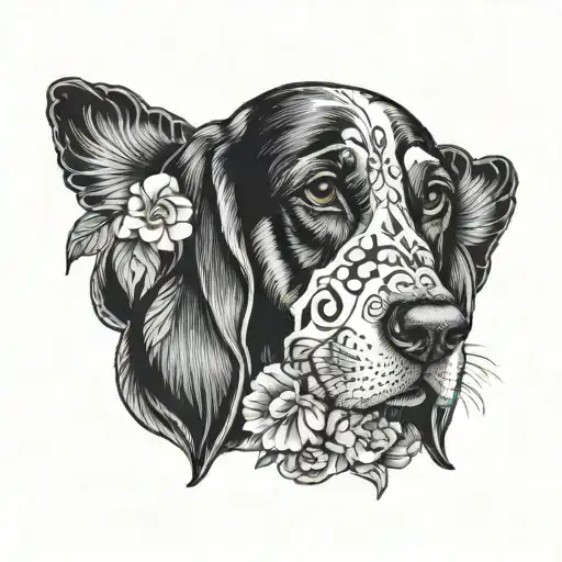 basset hound day of the dead tattoo design idea