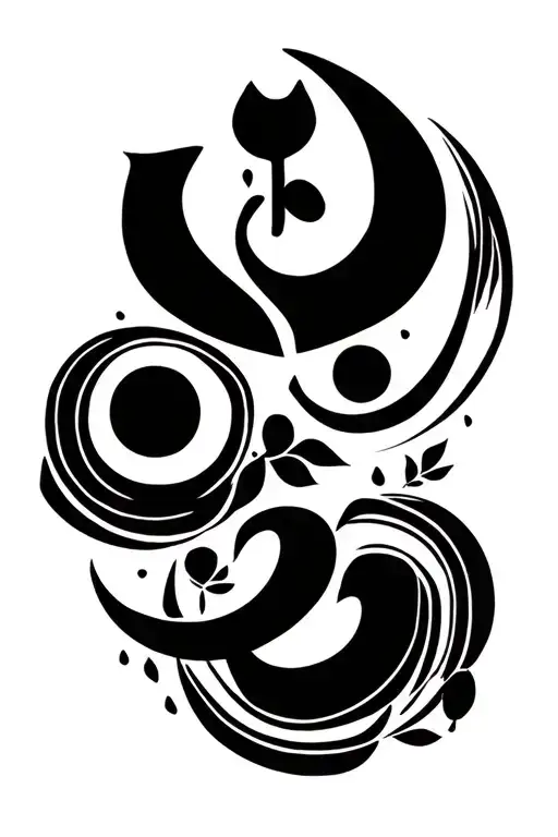 minimal trishul Om and damru along tattoo design idea