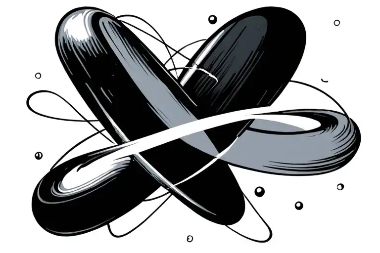 quantum entanglement between 2 protons with line between the 2 tattoo design idea