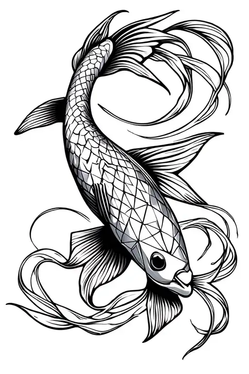 1 geometric koi fish 1 koi fish swimming tattoo design idea