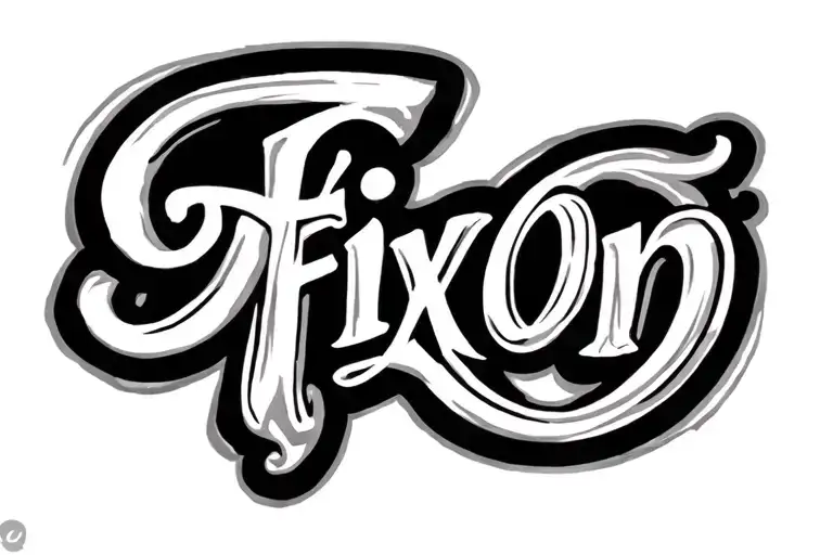 Simple and small tattoo that fits on the collarbone with a simple text "Fix On" in a normal font. tattoo design idea