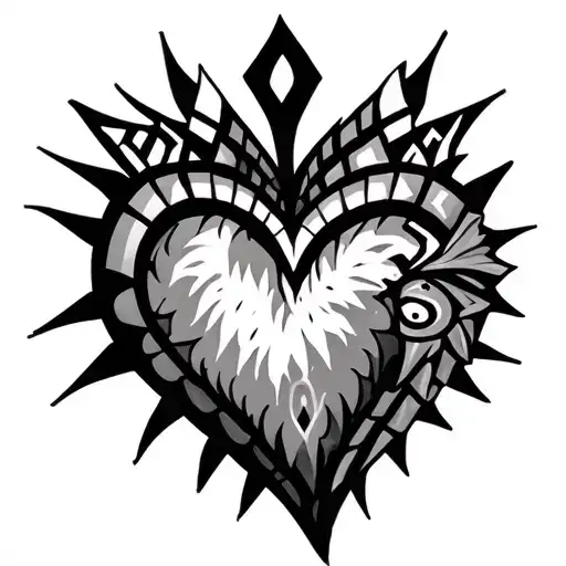 tribal aztec heart macsuline tattoo design idea