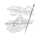 single brush stroke line outlining the distant sky tattoo design idea