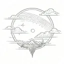 single brush stroke line outlining the distant sky tattoo design idea