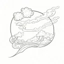 single brush stroke line outlining the distant sky tattoo design idea