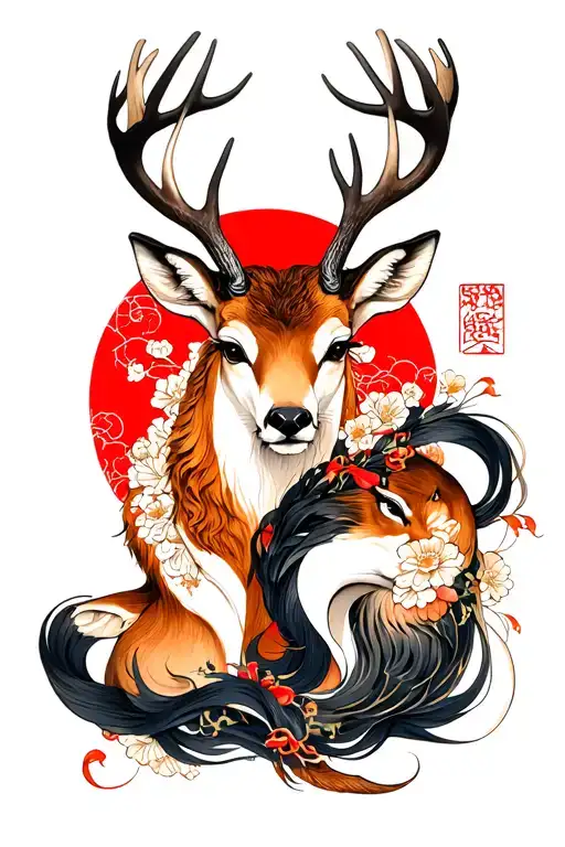 stag and vixen tattoo design idea