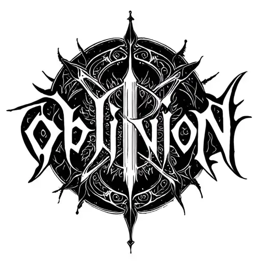 word "oblivion" tattoo design idea