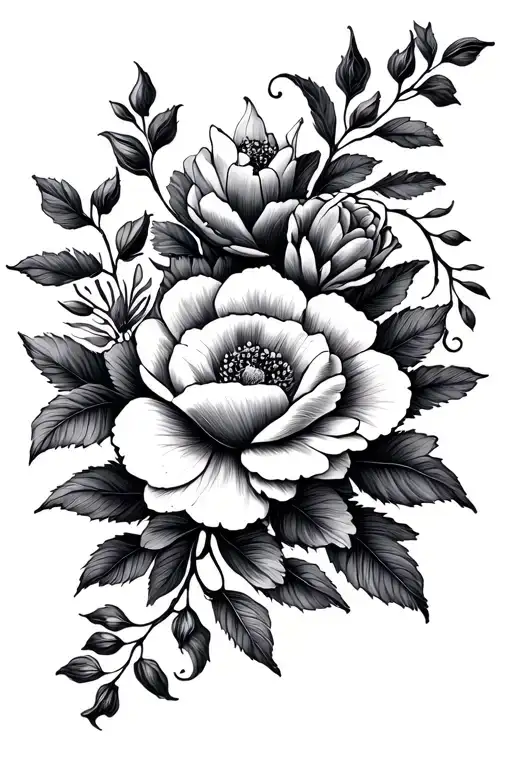 December and may birth flower vine wrapping tattoo design idea