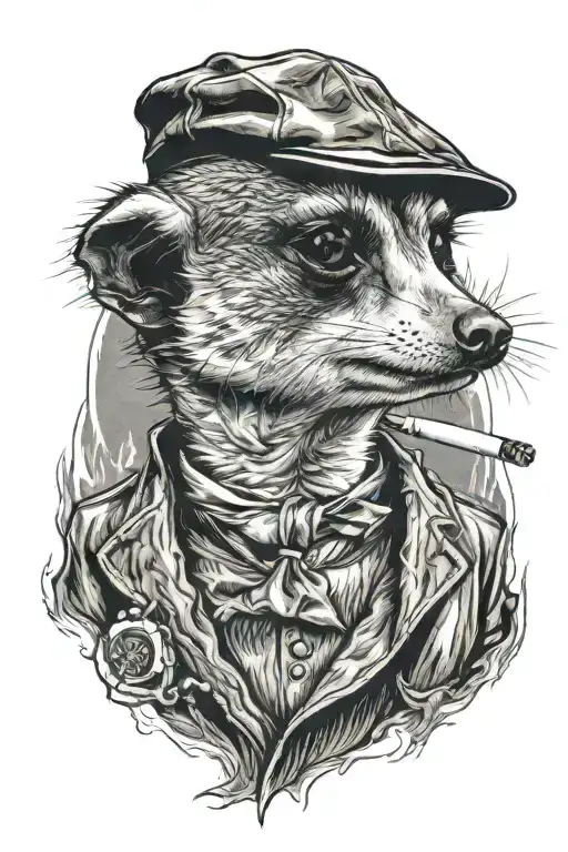 peaky blinders  meerkat smoking a cigarette tattoo design idea