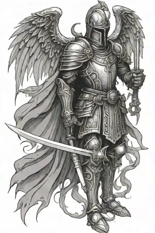 black knight of death angel tattoo design idea