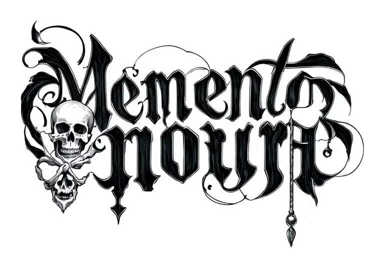 memento mori text tattoo design idea