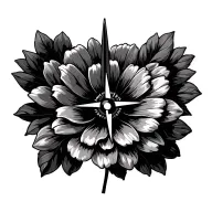 line, small flower, point compass tattoo design idea
