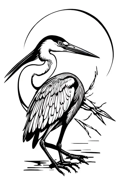 Heron about to take off tattoo design idea