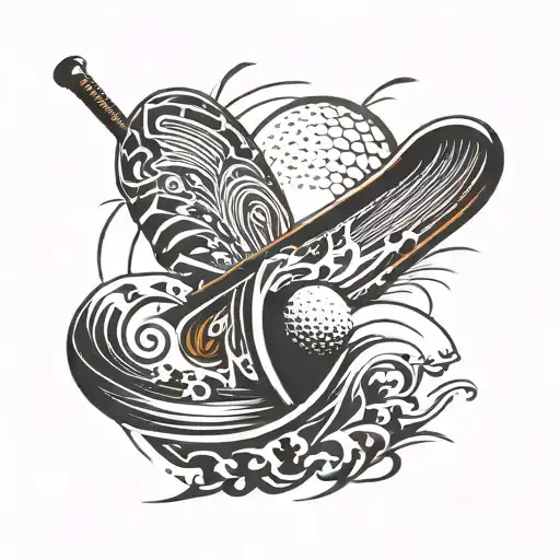 Combine a tribal wave design with a golf club to represent your love for surfing and golf tattoo design idea