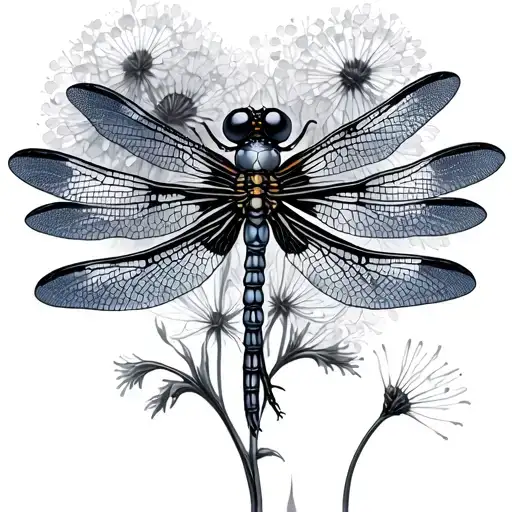 Dragonfly Dandelion tattoo design idea