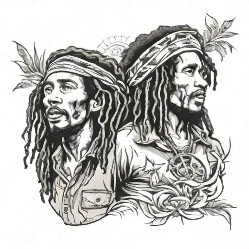 bob marley and che  tattoo design idea
