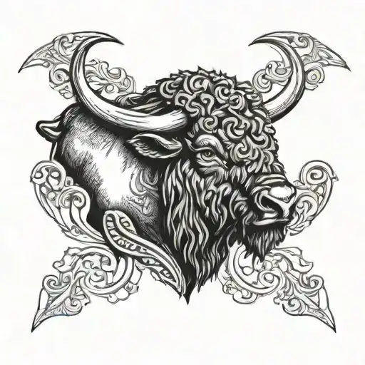 buffalo head tattoo design idea