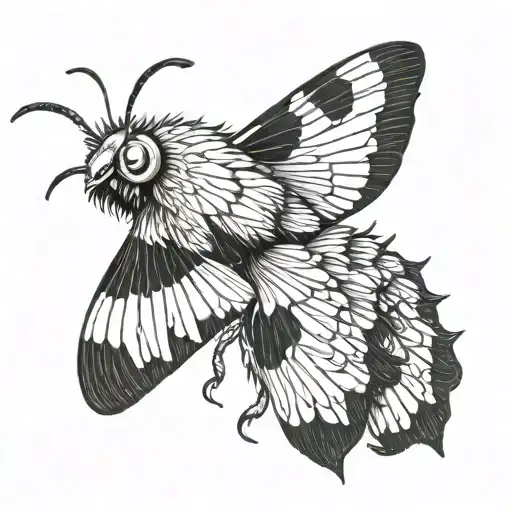 Poodle Moth Simple Black Tattoo Saturated tattoo design idea