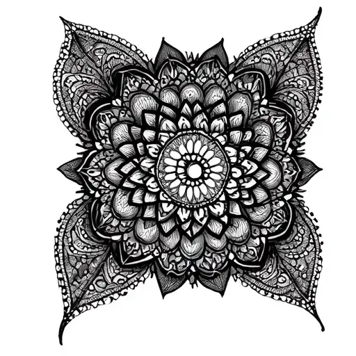 mandala dotwork complicated written tattoo design idea