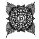mandala dotwork complicated written tattoo design idea