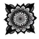 mandala dotwork complicated written tattoo design idea