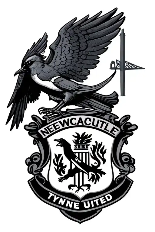 Newcastle United crest, magpies,angel of the north. Tyne bridge tattoo design idea