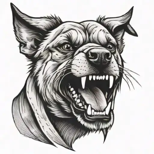 angry dog tattoo design idea