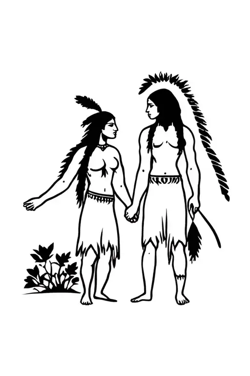 choctaw, indian man Indian women holding hands tattoo design idea