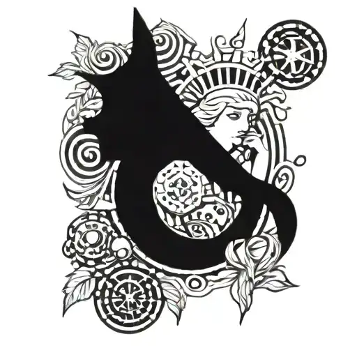 roulette, dice, lady of liberty, laugh now cry later faces tattoo design idea