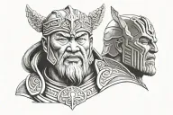 half genghis khan half thanos half face tattoo design idea