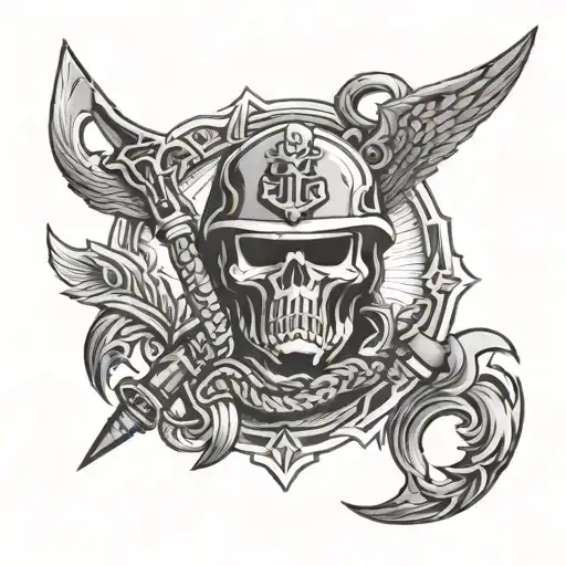 SEAL team Trident, Fire Helmet, EMS Paramedic Caduceus, Electrician, train engineer, actor, nurse, marine Corp, waitress tattoo design idea