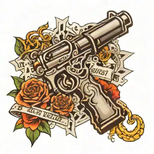 guns money drugs tattoo design idea